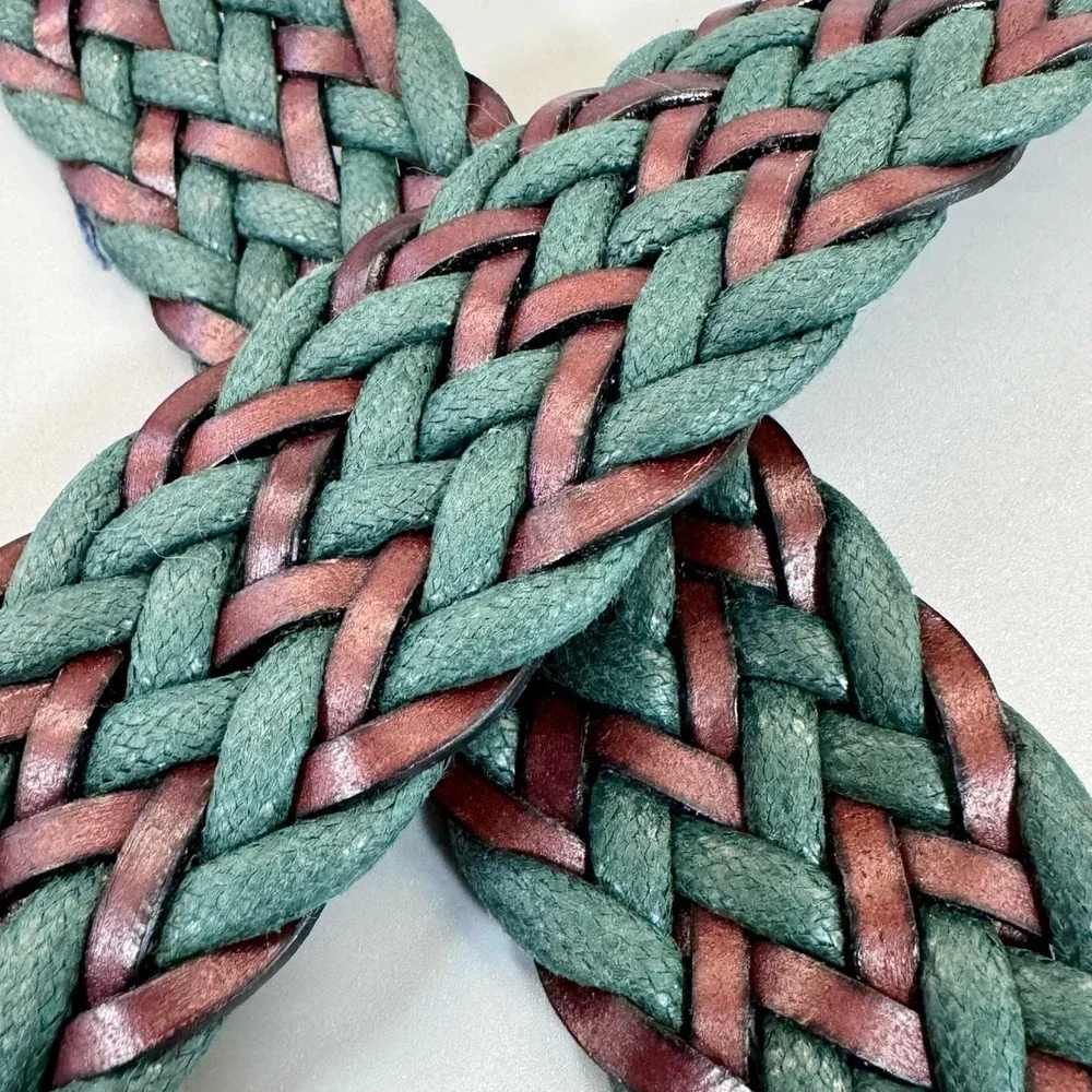 Italian Chevron Braided Leather Belt NWOT‎